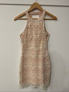 Hollister Pink Crochet Lace Halter Mini Dress